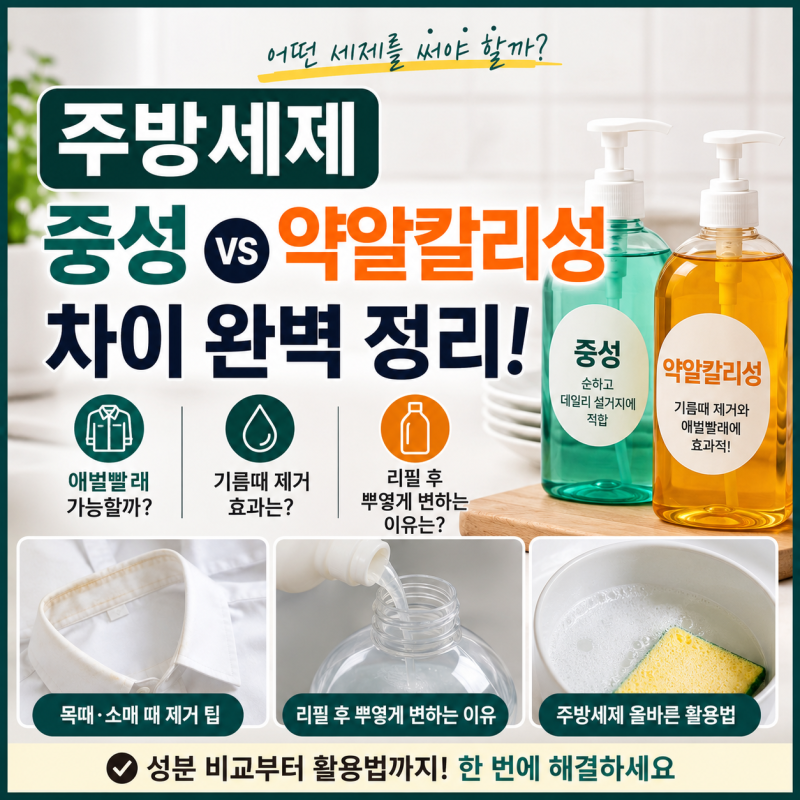 주방세제 중성 vs 약알칼리성 차이! 애벌빨래 가능할까? 세제 리필 후 뿌옇게 변하는 이유까....