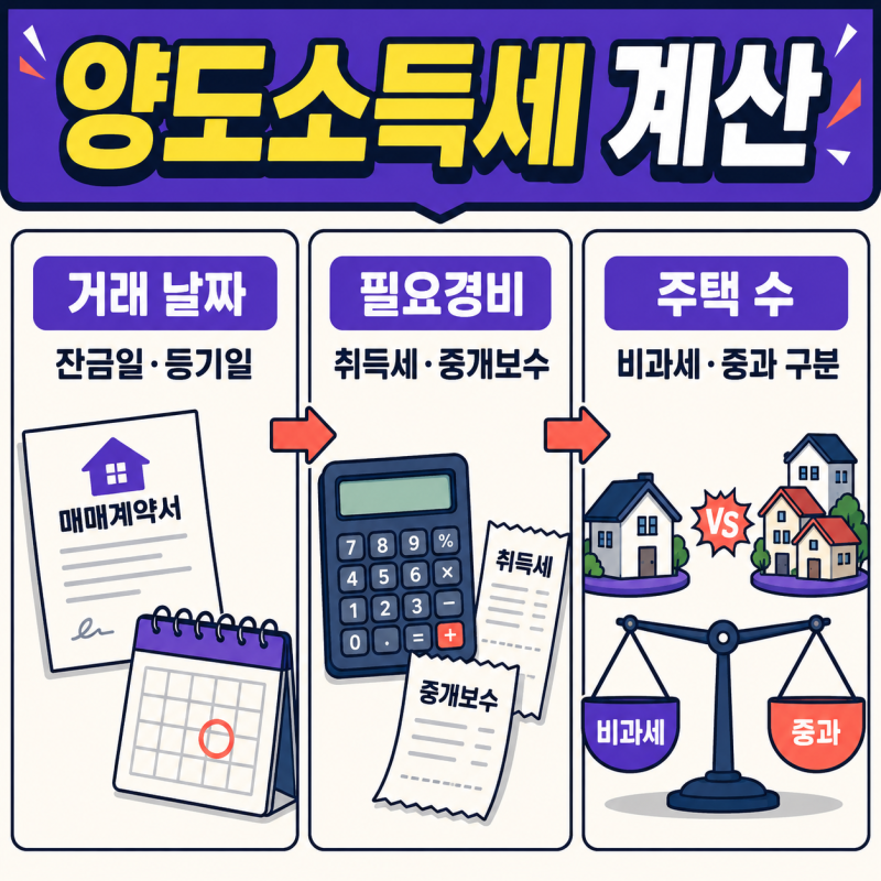 양도소득세 계산기, 금액이 달라지는 입력 순서