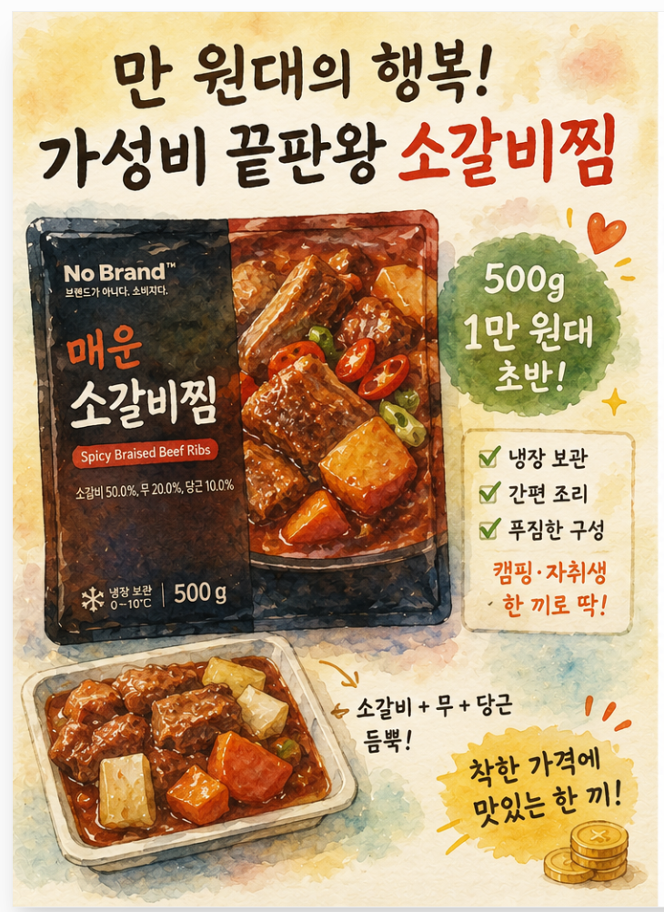 가성비 미쳤다는 노브랜드 매운 소갈비찜 가격부터 고기 양까지 싹 다 까봤습니다!