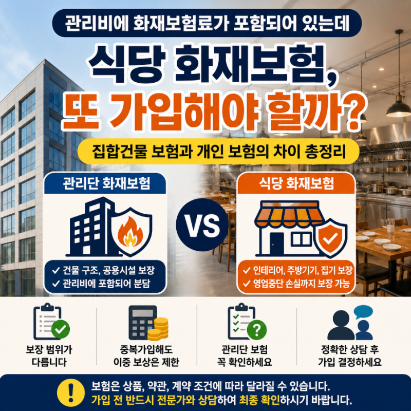 관리비에 화재보험료를 내는데 식당 화재보험도 필요할까? 임차인·임대인이 꼭 알아야 할 ....