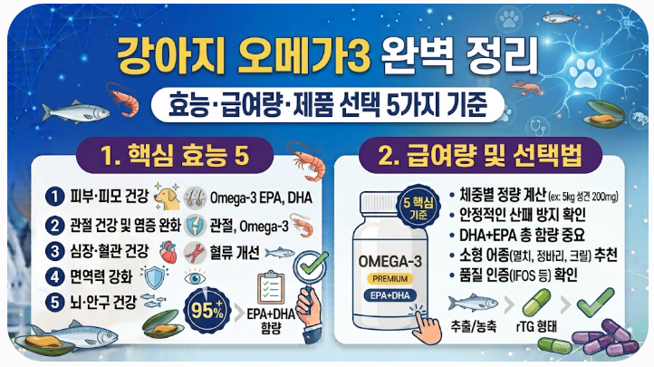 강아지 오메가3 효능·급여량·제품 선택 5가지 기준