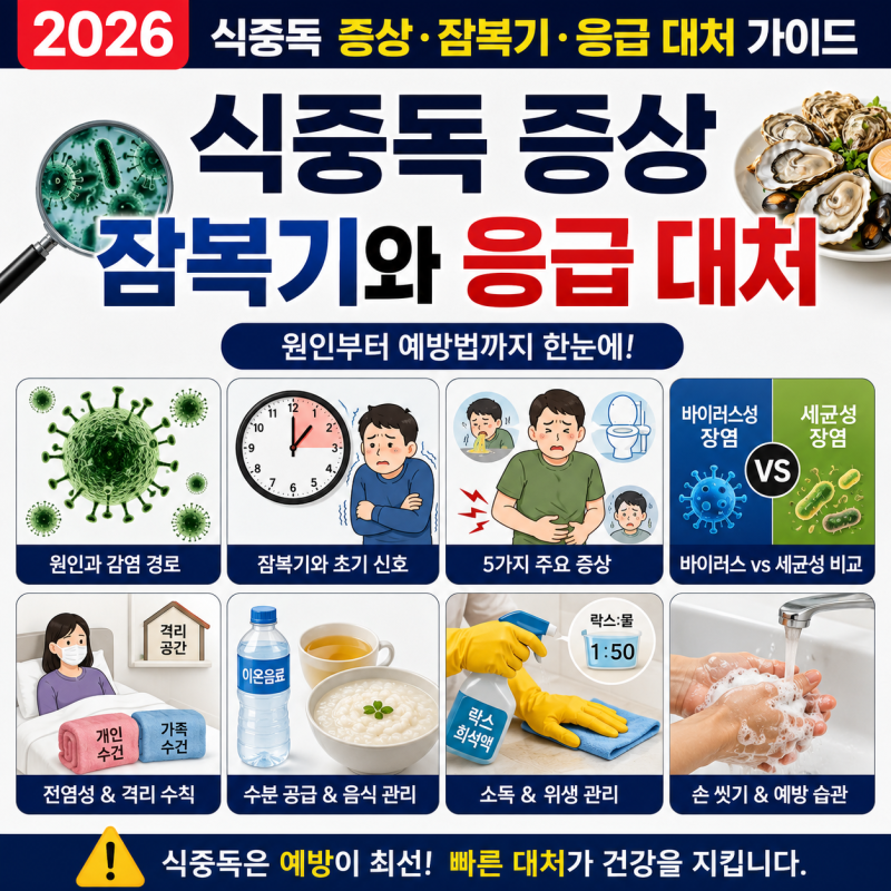 2026 식중독 증상 잠복기와 응급 대처 가이드