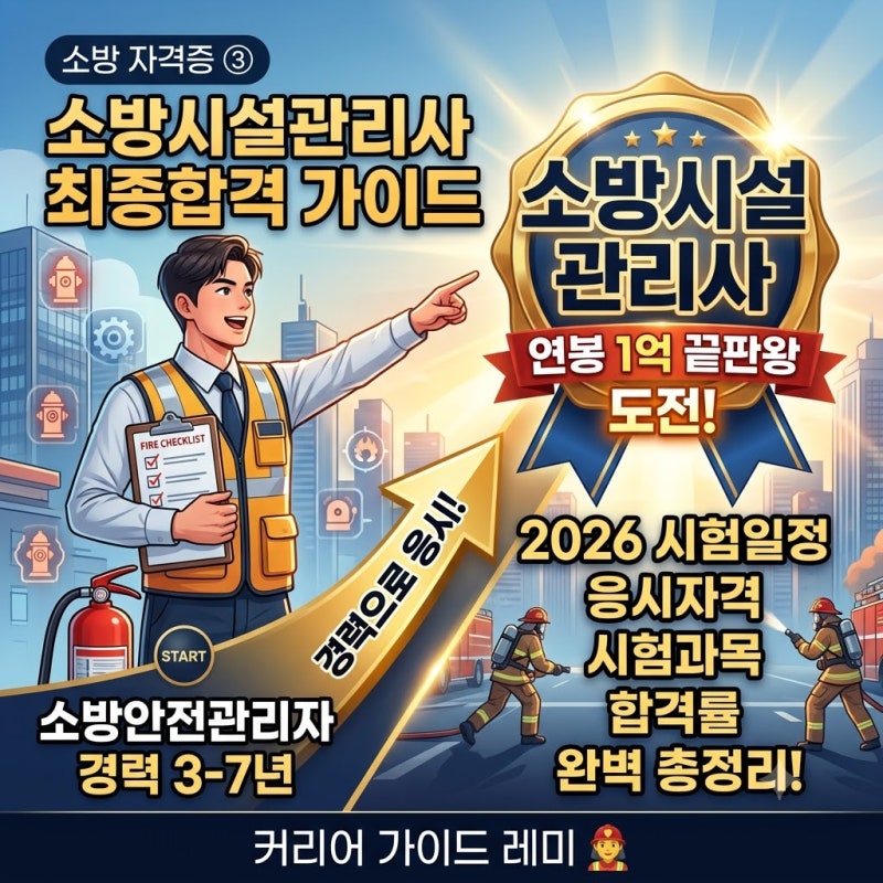 [소방 자격증 ③] 소방안전관리자에서 '연봉 1억 끝판왕' 소방시설관리사로! (2026년 시험일정,....