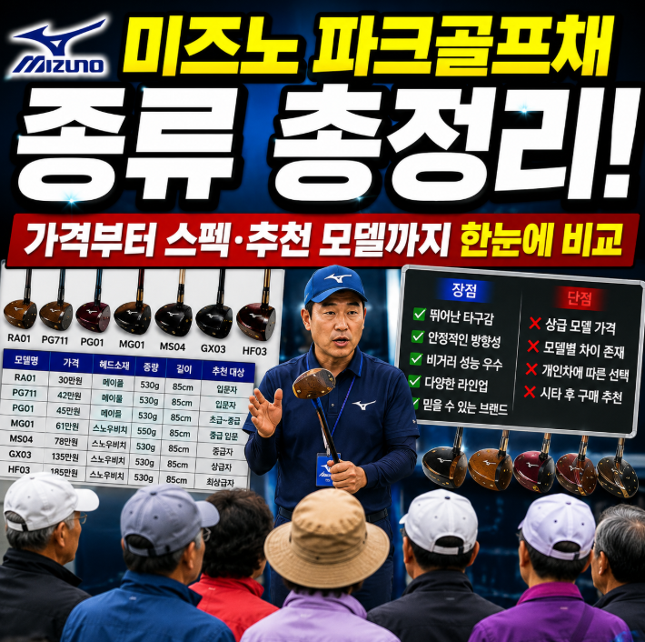 미즈노 파크골프채 종류 총정리! 가격부터 스펙·추천 모델까지 한눈에 비교