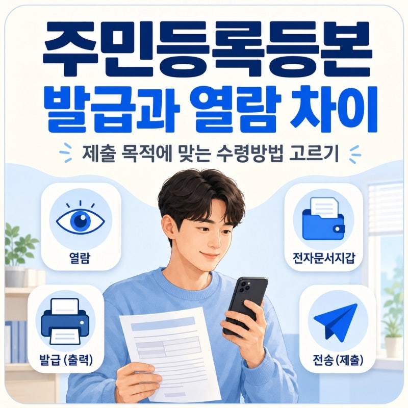 정부24 주민등록등본 발급용과 열람용 차이, 제출 가능한 문서로 받는 순서