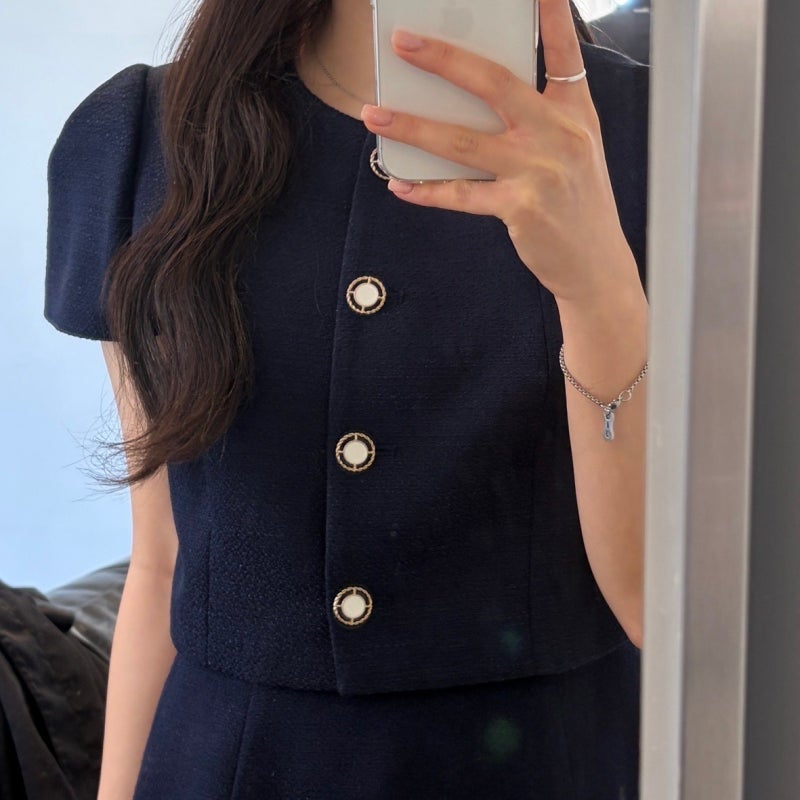 직계가족결혼식 여동생 하객룩 추천 및 이바나헬싱키 leena tweed set 구매 후기