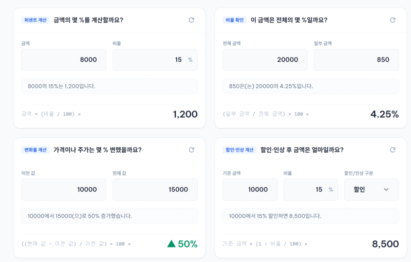 퍼센트 계산기 무료 사용｜할인율·증가율·비율 계산을 한 번에