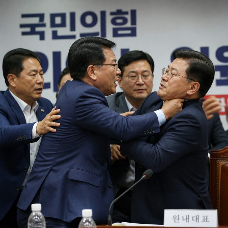 “원내대표 멱살까지 잡았다” 국힘 발칵, 권영진 사과와 정점식 회의 불참