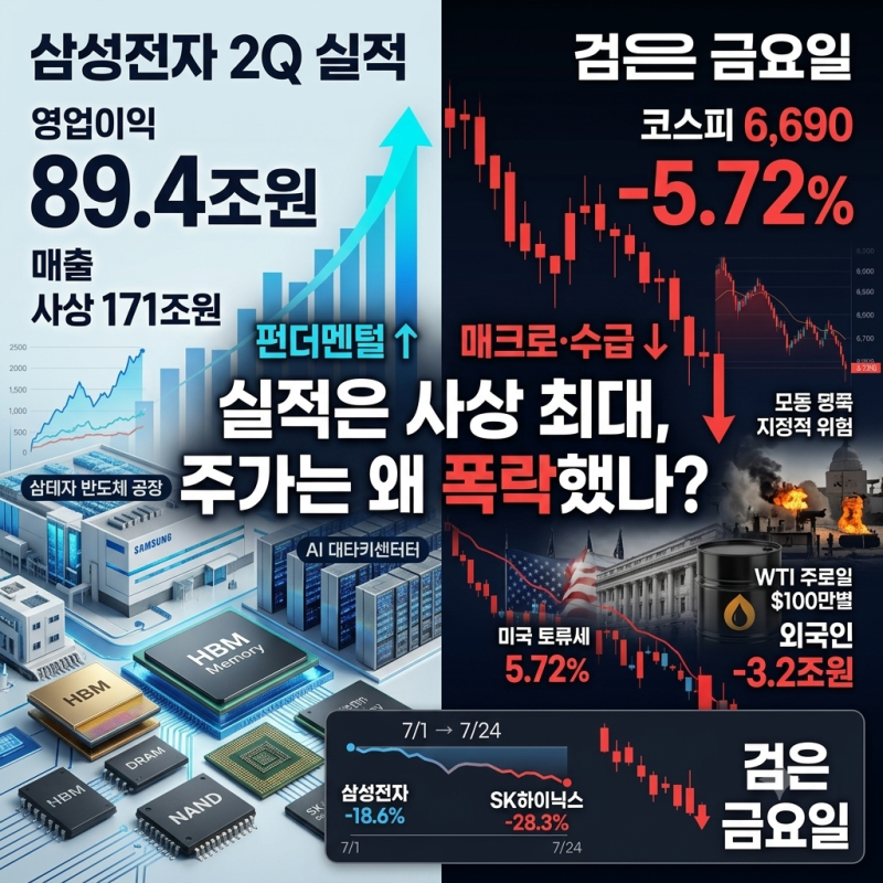 영업이익 89.4조, 그런데 코스피는 왜 무너졌나: 삼성전자 실적발표 이후 3주간의 수급 반전