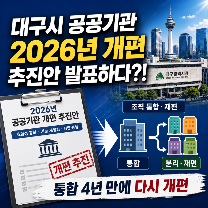 대구시 공공기관 2026년 개편 추진안 발표하다?!