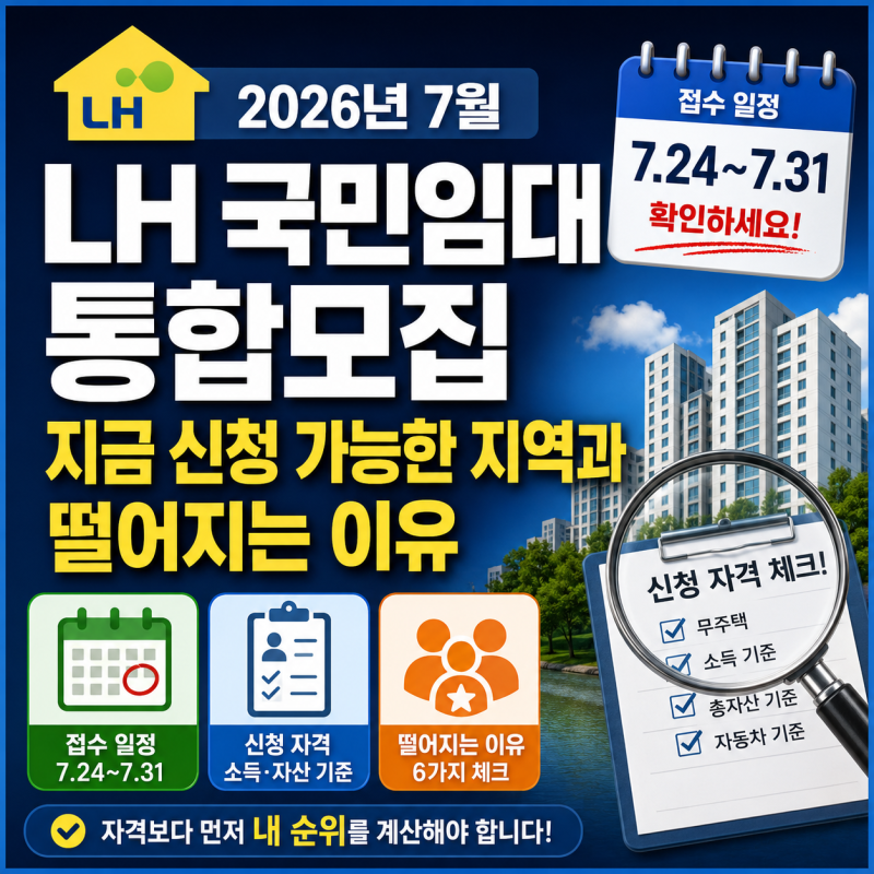 2026년 7월 LH 국민임대 통합모집｜지금 신청 가능한 지역과 떨어지는 이유