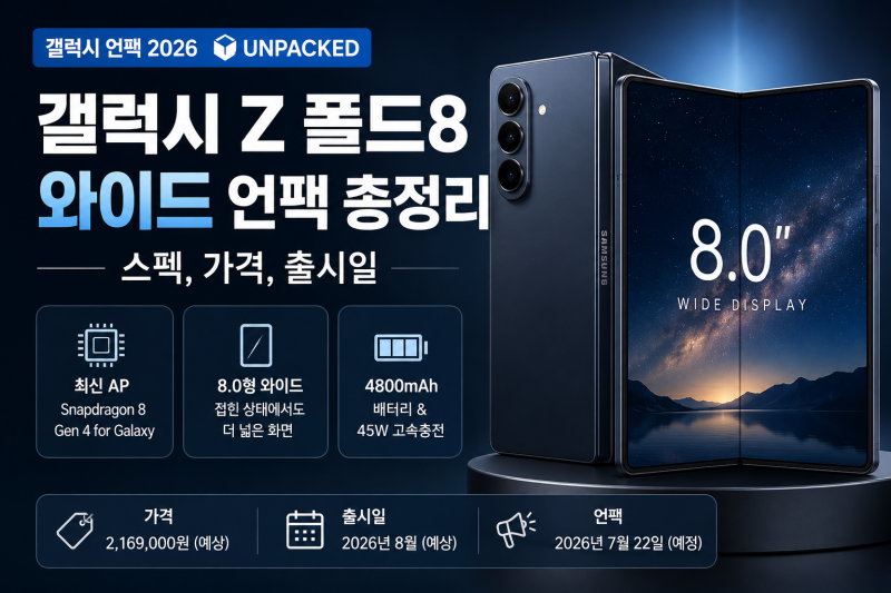 갤럭시 Z 폴드8 와이드 언팩 총정리 — 스펙, 가격, 출시일