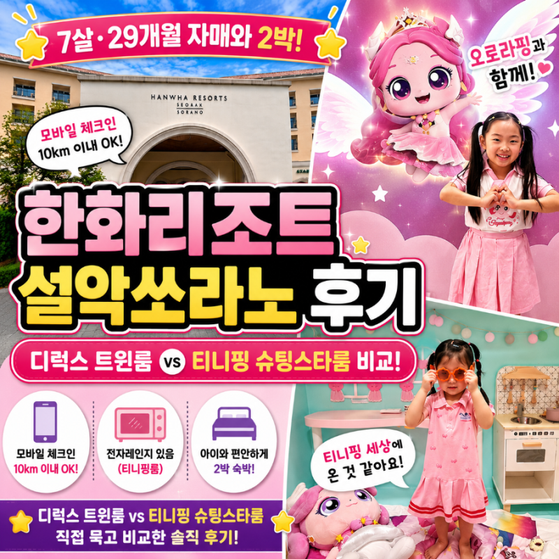 Hanwha Resort Seorak Sorano Review: Deluxe Twin Room vs. Teenieping Shooting Star Room (for 7-year-old and 29-month-old children)