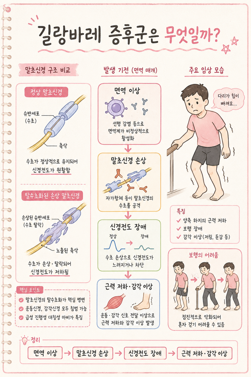 다리에 힘이 빠지고 걷기 어렵다면? 길랑바레 증후군 핵심 정리