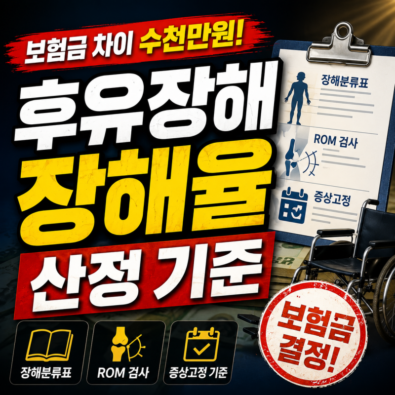 후유장해 장해율 산정 기준｜장해분류표·ROM 검사·증상고정 기준