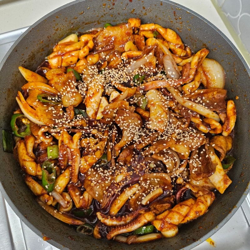 오삼불고기 레시피 냉동삼겹살 오징어볶음 매콤한 양념 만들기