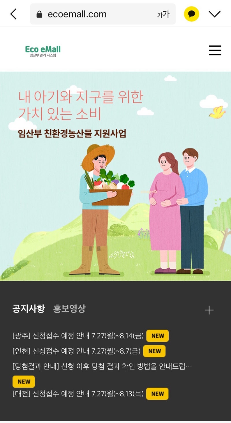 임산부 친환경 농산물 꾸러미 두레생협임산부몰 이용 후기 (본인부담금 20%의 행복)