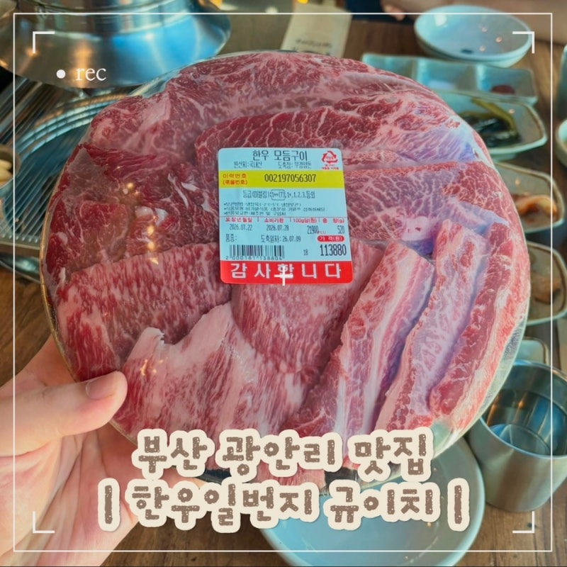 부산 광안리 맛집 한우일번지 규이치 식육식당 한우모듬구이 업진살 추천
