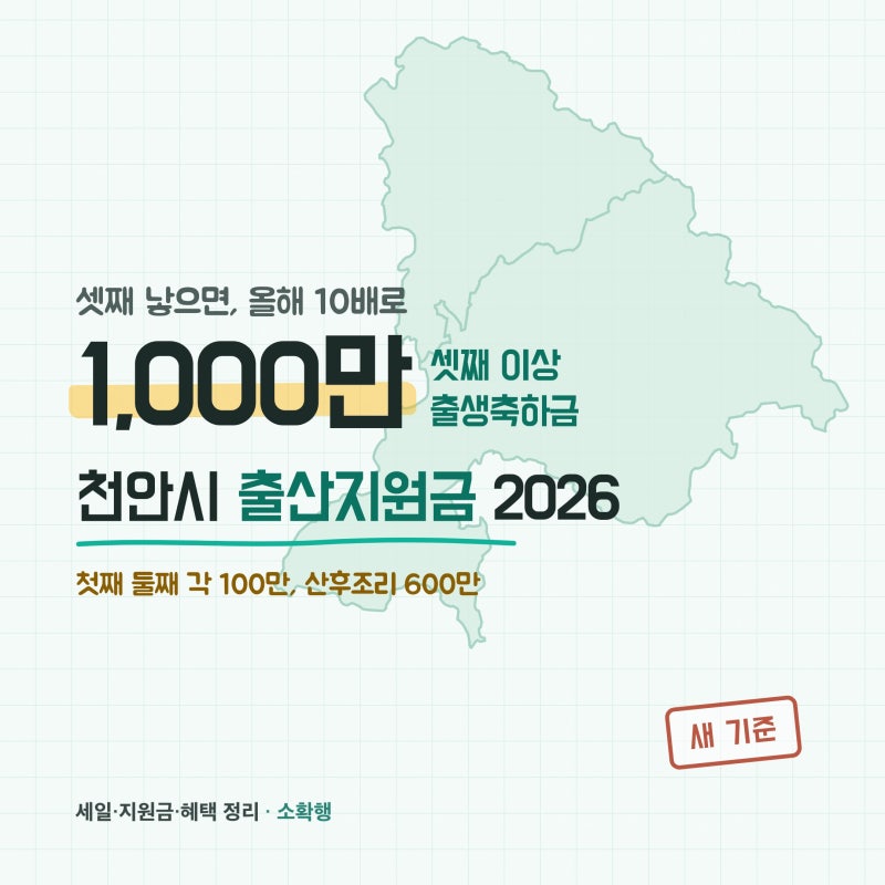 2026 천안 출산지원금 1,000만, 나도 될까?