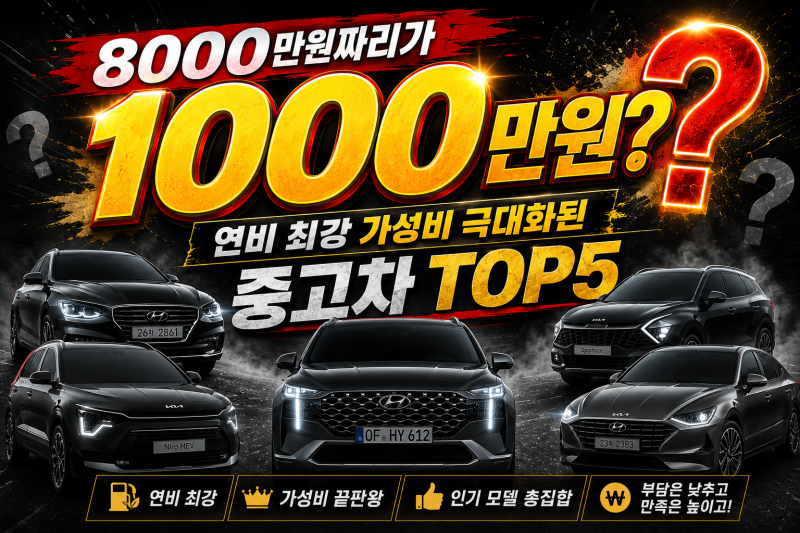 신차 값 대비 최대 -80% 감가 맞은 연비 최강 중고차 TOP 5 총정리!