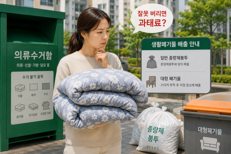 이불 버리는 방법, 잘못 버리면 과태료 대상이 될 수도 있습니다