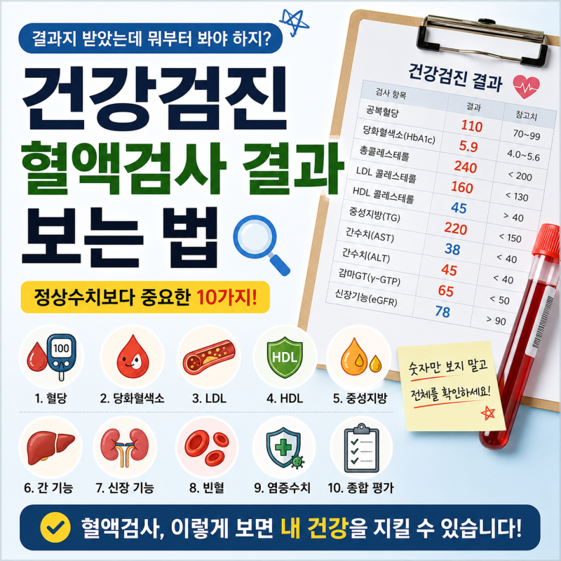 건강검진 혈액검사 결과 보는 법｜정상수치보다 먼저 확인해야 할 검사 10가지