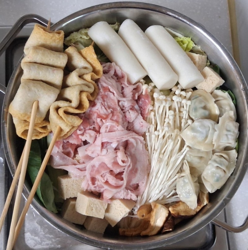 냉털 우삼겹 샤브샤브 전골 스키야키 만들기 레시피