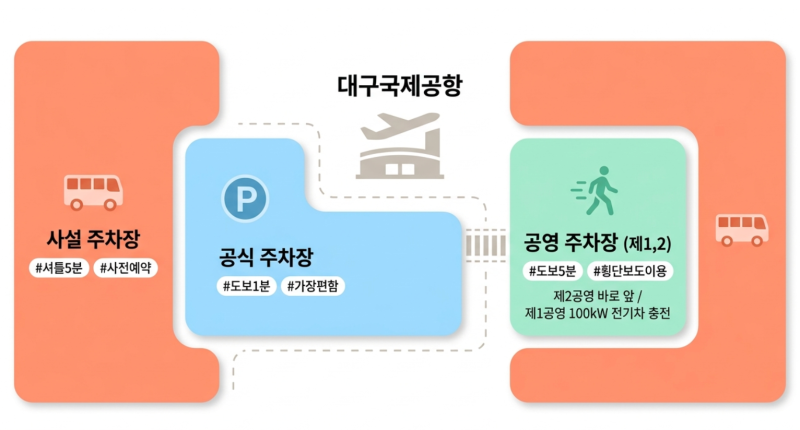 2026 대구공항 주차요금 50% 할인, 공항 주차장 vs 1·2 공영주차장 요금 비교