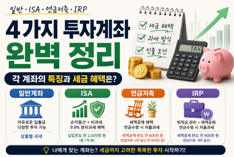 ISA·연금저축·IRP·일반계좌, 세금 차이 총정리
