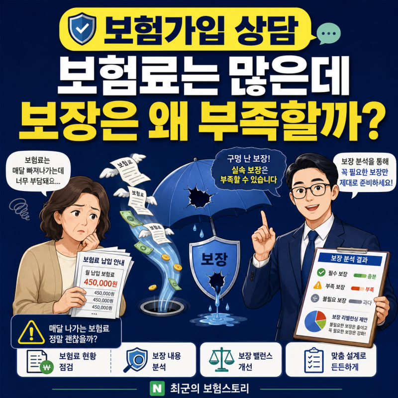 보험가입 상담, 매달 보험료는 많은데 보장이 부족한 이유