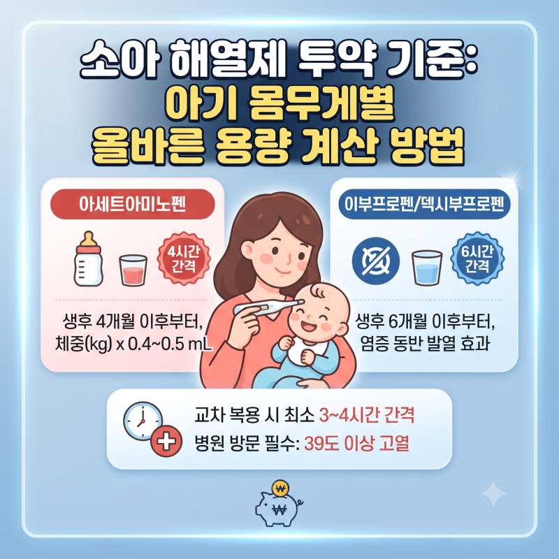 소아 해열제 투약 기준: 아기 몸무게별 올바른 해열제 용량 계산 방법