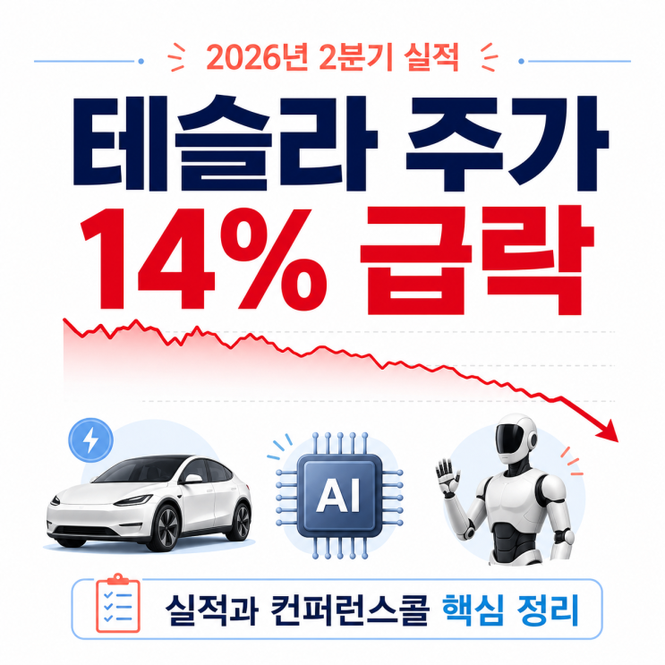 테슬라 주가 14% 급락, 2분기 실적과 <b>컨퍼런스콜</b> 핵심 정리