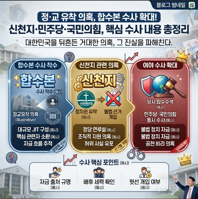 정교유착 합수본, <b>신천지</b> 민주당, <b>국민의힘</b> 수사 착수 확대 총정리
