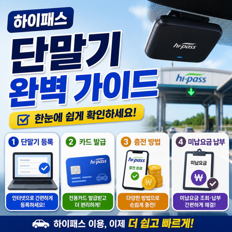하이패스 단말기 등록방법·카드 발급·충전·미납요금 납부 한눈에쉽게 확인하세요
