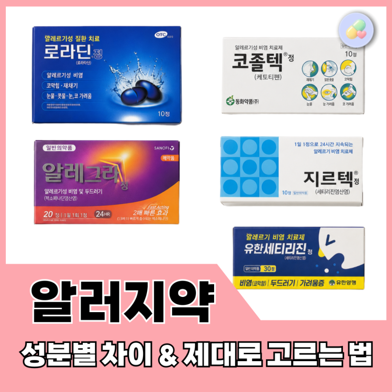 약국 항히스타민제 비교 총정리! (지르텍, 알레그라, 코졸텍, 유한 세티리진, 로라딘 알러지....