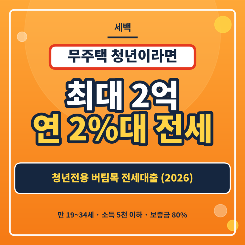 나만 월세 내? 청년 버팀목 대출로 전세 시작하세요