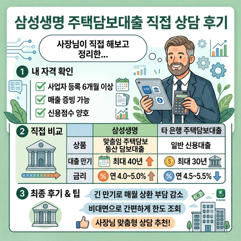 제가 직접 상담받으며 비교한 삼성생명 주택담보대출, 40년 만기까지 가능했던 조건 정리