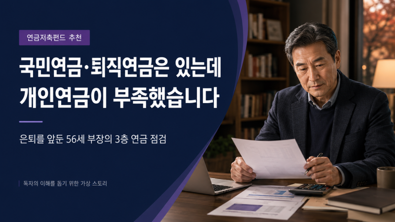 연금저축펀드 추천｜국민연금·퇴직연금은 있지만 개인연금이 부족했던 56세 부장 [가상 스....