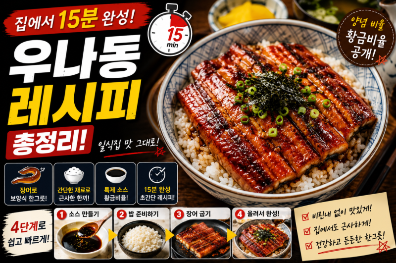 집에서 15분 만에 만드는 우나동 우나기동 레시피｜장어덮밥 소스 황금비율과 에어프라이어 ....