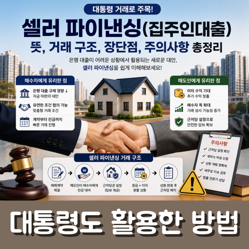 대통령도 활용해 화제가 된 셀러파이낸싱, 집주인대출 뜻 쉽게 알려드립니다