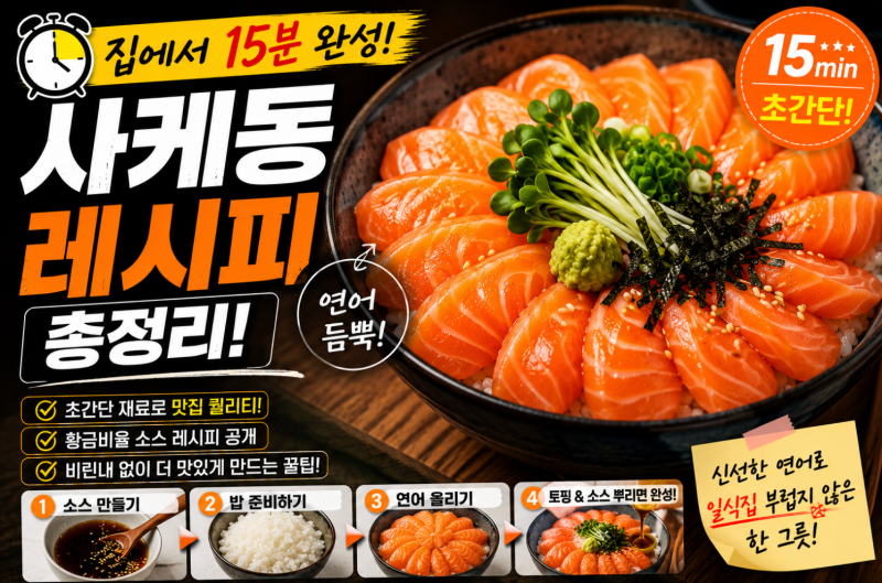 집에서 15분 만에 만드는 사케동 레시피 총정리! 연어덮밥 황금비율 공개