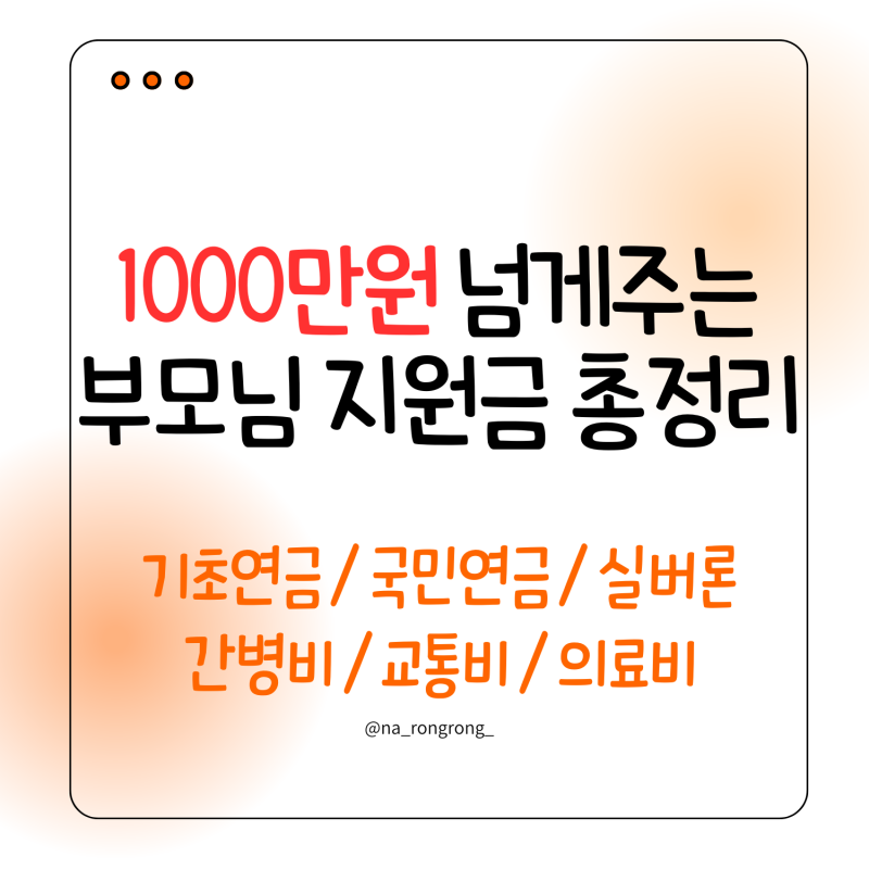 부모님 혜택 총정리 / 기초연금 / 국민연금 / 실버론 / 건강보험 / 간병비 / 의료비 / 교통비 / ....