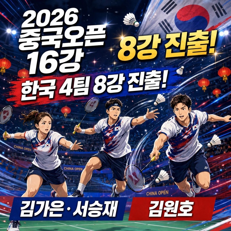 2026 배드민턴 중국오픈 16강 결과｜김가은·서승재 김원호 8강 진출, 공희용 김혜정 충격 탈락