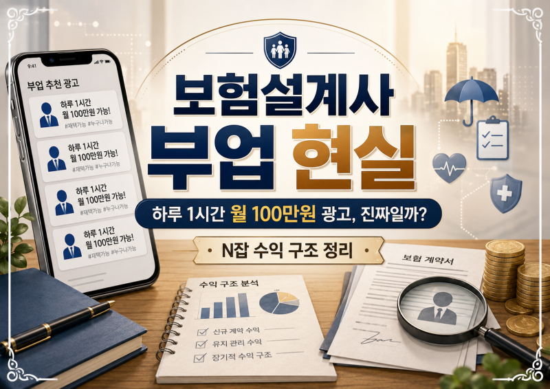 보험설계사 부업 현실 ㅣ 하루 1시간 월 100만원 대기업 부업 광고와 N잡 수익 구조