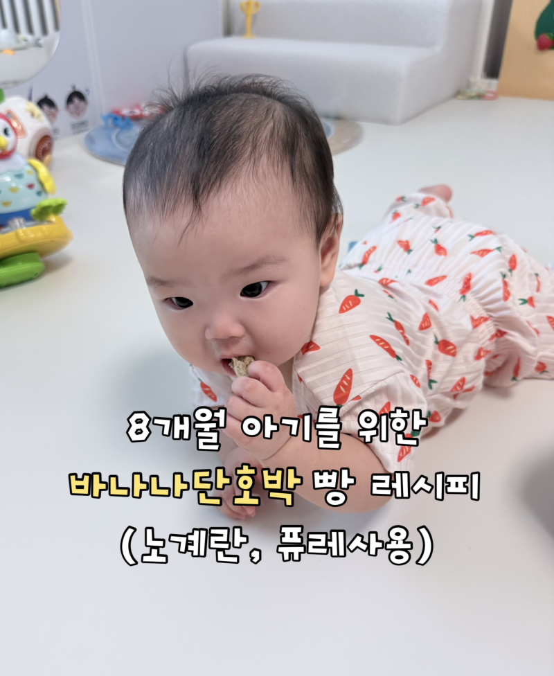 8개월 아기를 위한 간식 | 바나나단호박 빵 레시피(노계란)