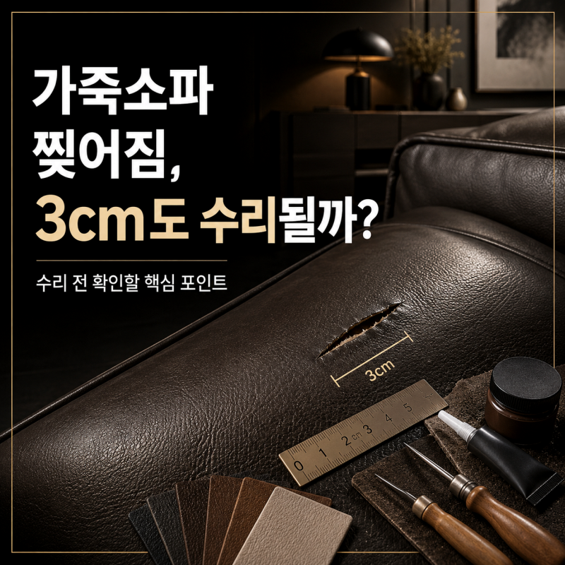 가죽소파 찢어짐, 3cm도 수리될까?