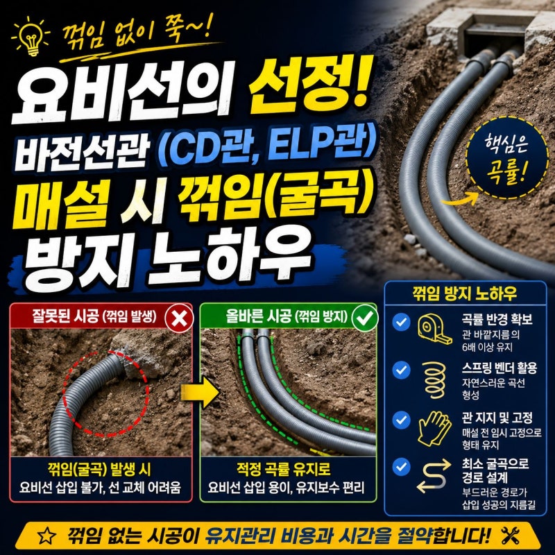 전선관(CD관, ELP관) 매설 시 꺾임(굴곡) 방지 노하우