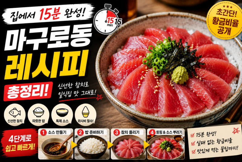 집에서 15분 만에 만드는 마구로동 레시피 총정리! 참치덮밥 황금비율 공개