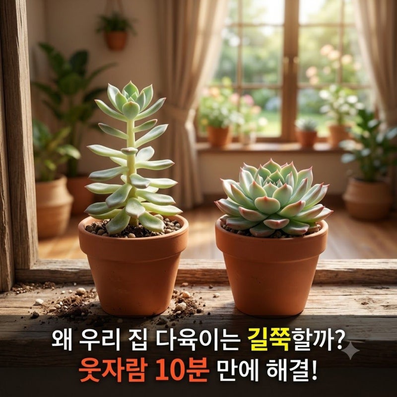 왜 우리 집만 오면 다육이가 길쭉하게 자라죠?" 웃자람 10분 만에 잡는 법