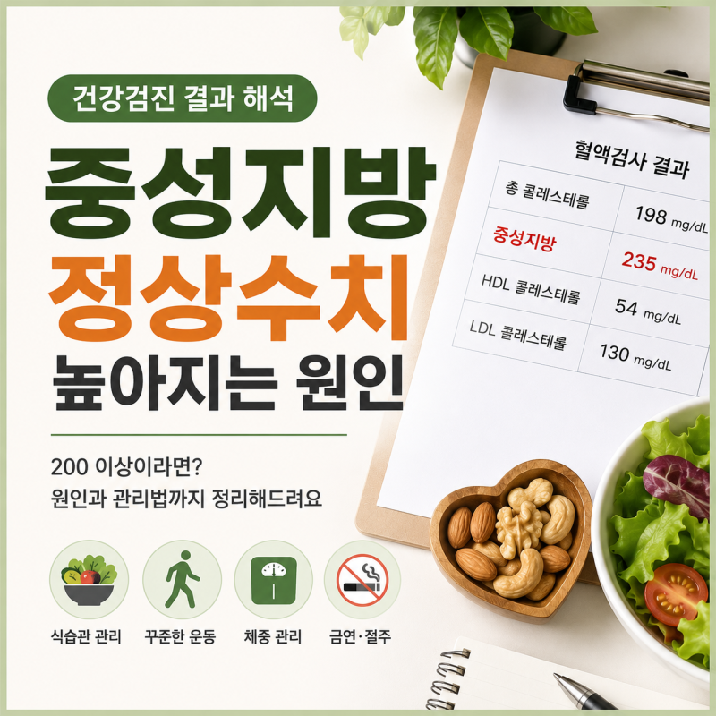 중성지방 정상수치와 높아지는 원인｜200 이상이라면 꼭 확인하세요